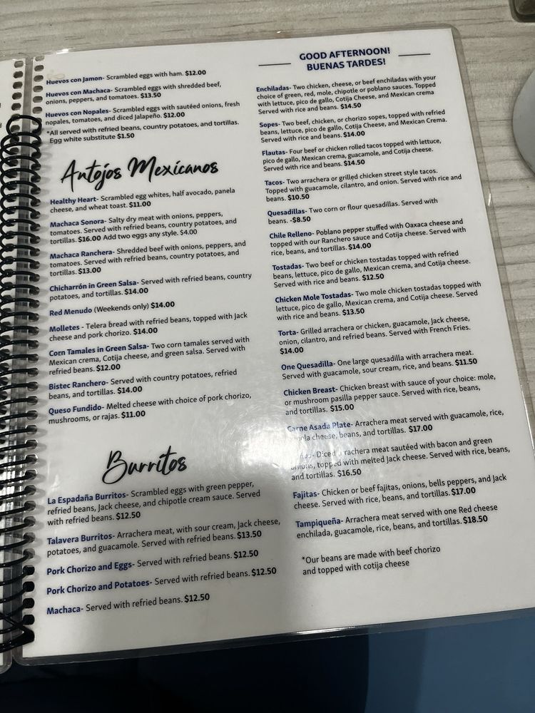 Talavera Azul Menu - Image 1
