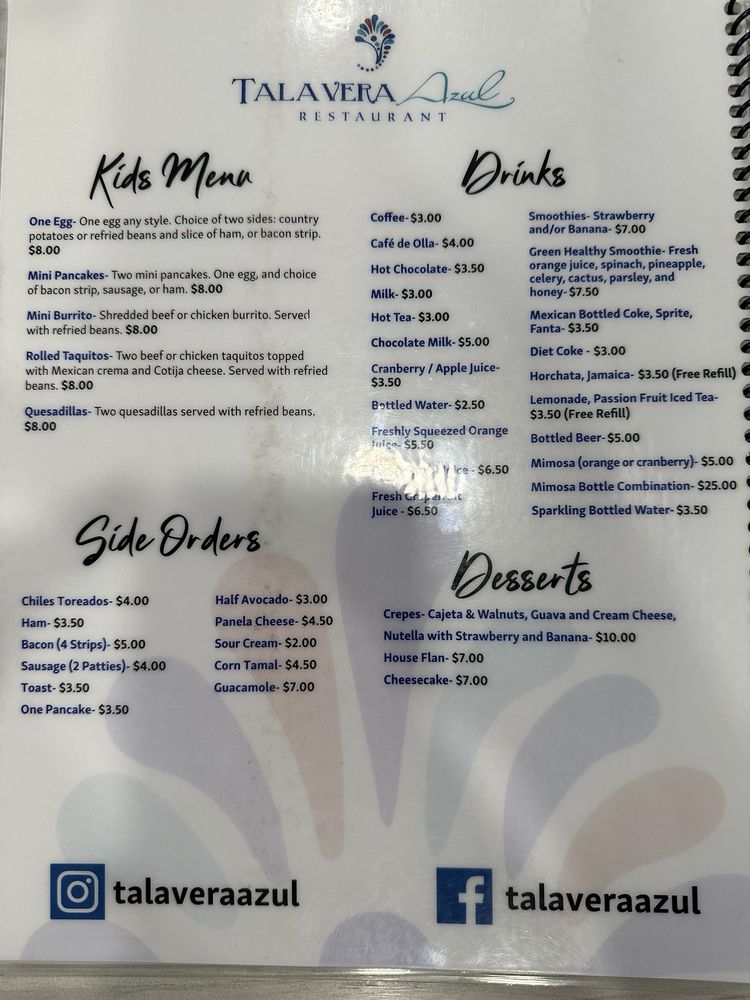 Talavera Azul Menu - Image 11