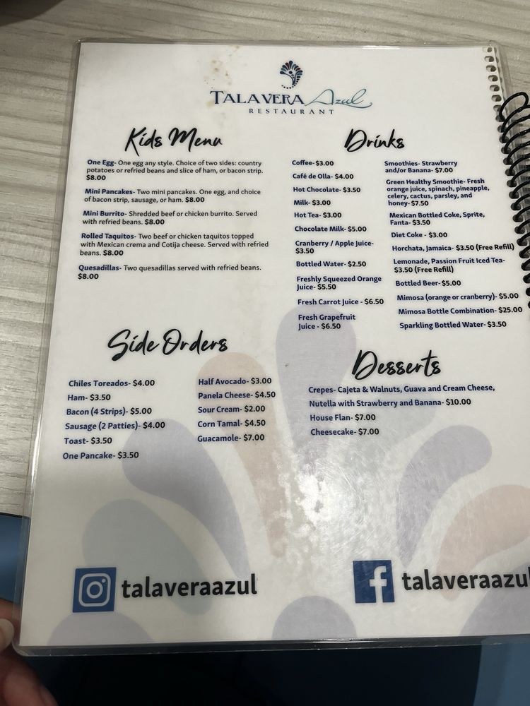 Talavera Azul Menu - Image 2