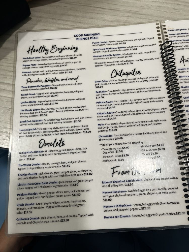 Talavera Azul Menu - Image 3