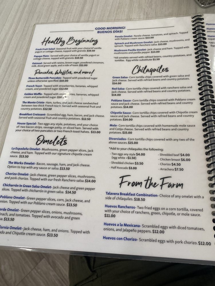 Talavera Azul Menu - Image 7